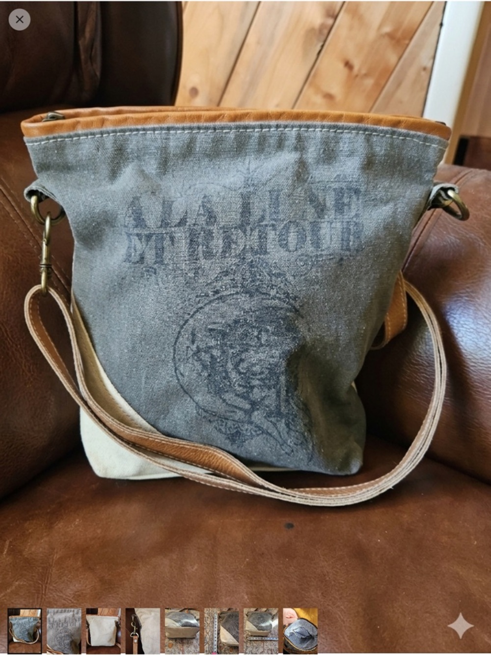 To The Moon And Back Crossbody Bag by Clea Rey made recycled military tents - Picture 3 of 4